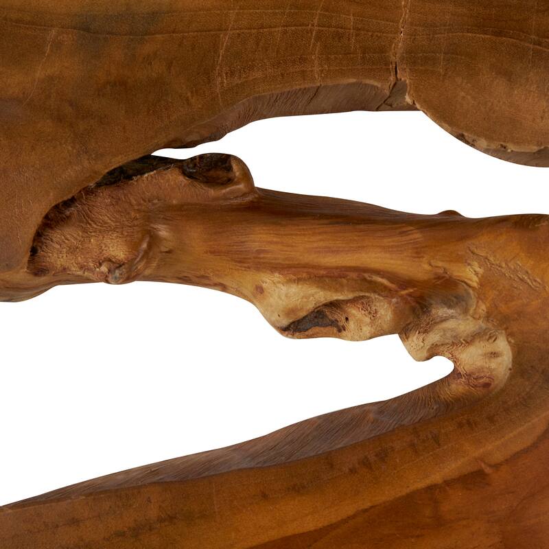 Brown Teak Wood Handmade Live Edge Wood Slab Abstract Home Wall Decor (Set of 6)