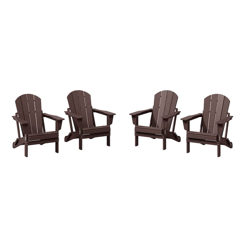 Polytrends Laguna Weather Resistant Outdoor Patio Folding Adirondack Chairs (Set of 4) - Dark Brown