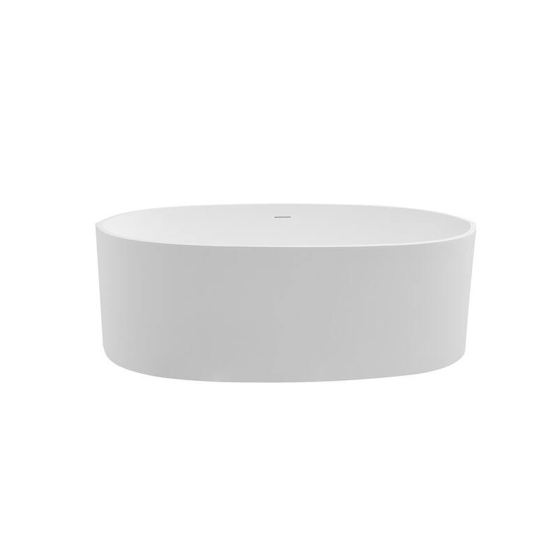 ABRUZZO 65'' x 34.25'' Freestanding Soaking Solid Surface Bathtub with Overflow and Pop-up Drain