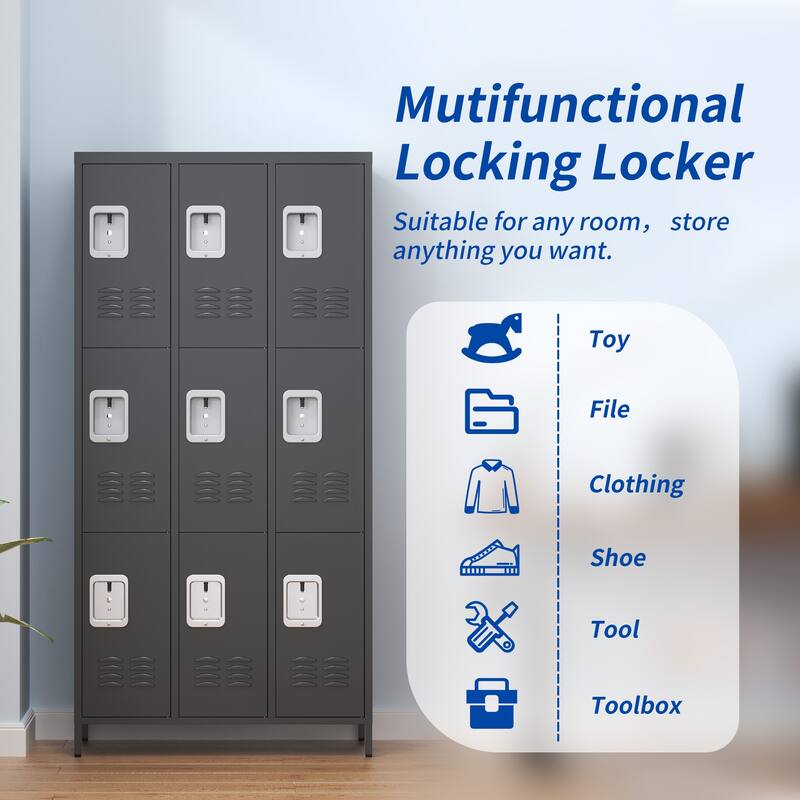 72"H Metal Lockers With 12 Door,Storage Cabinet With Lock for Employees,School,Gym