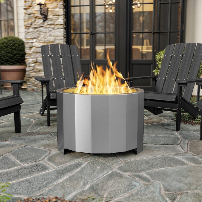Commercial Grade 27" Outdoor Smokeless Wood Burning Portable Fire Pit - 27"D x 27"W x 17.75"H