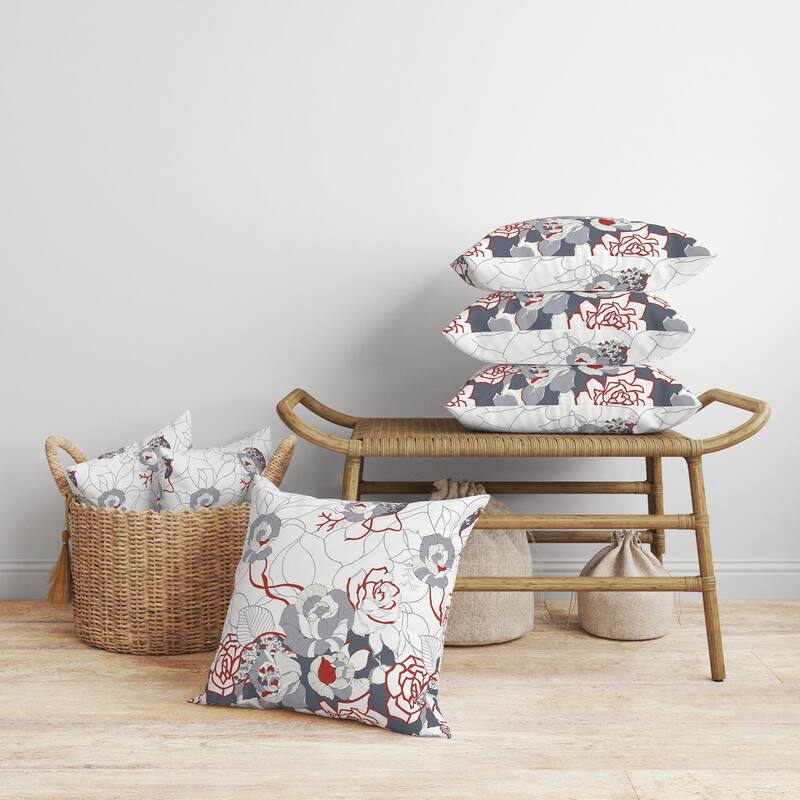 Regal Rose Retreat Faux Suede Reversible Throw Pillow White and Gray