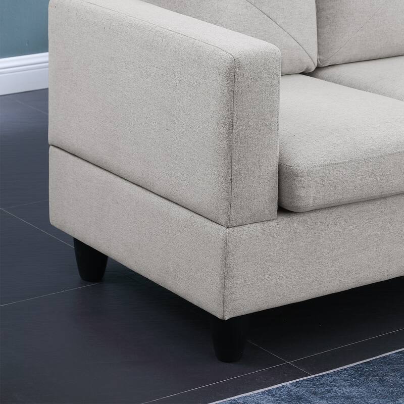 Linen Upholstered Sectional Sofa with Right Facing Chaise