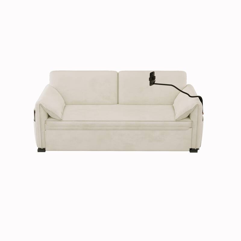 Convertible 63-inch Velvet Sofa Bed with Three Adjustable Modes - Comfortable Sofa, Lounge, and Double Bed for Home or Office