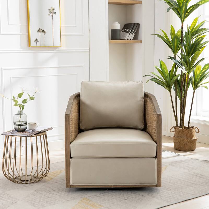 Swivel Barrel Chair, Comfy Round Accent Sofa Chair, 360 Degree Club Chair Arm Chair - Oyster grey