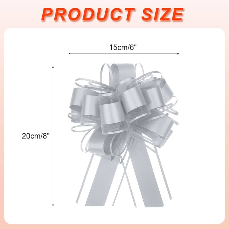 10pcs 8 Inch Large Pull Bow Organza Gift Wrapping Bows Ribbon - Gray - 6 Inch
