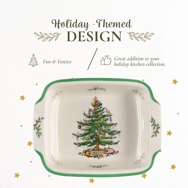 Spode Christmas Tree Rectangular Handled Dish