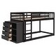 preview thumbnail 9 of 12, Twin Over Twin Low Bunk Bed with Storage, Wood Floor Bunk Beds with 4 Drawers and 3 Shelves, for Kids, Girls Boys, Teens, Adults