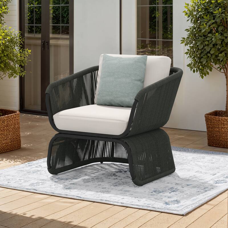 Corvus Ida Outdoor Wicker Club Chair with Sunbrella Cushion and Pillow