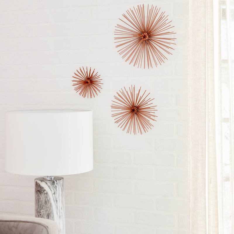 CosmoLiving by Cosmopolitan Metal 3D Starburst Wall Decor (Set of 3) - Silver, Gold, Black, Copper