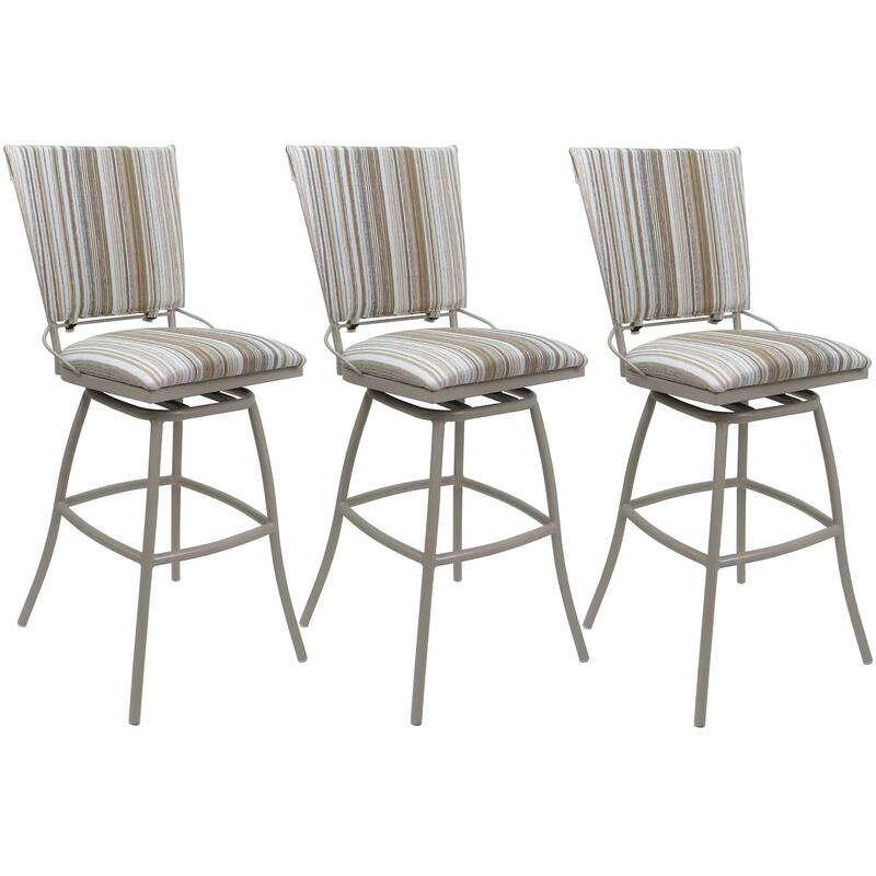 Set of 3 Outdoor Bar Stool Counter Extra Tall Jenna PB without Arms - Driftwood Whitelinen - Beige - Bar Height