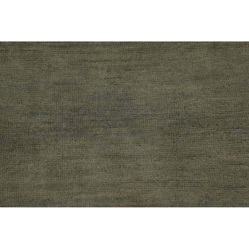 Modern Gabbeh Oriental Rug Handmade Green Wool Carpet - 4'11" x 6'5"