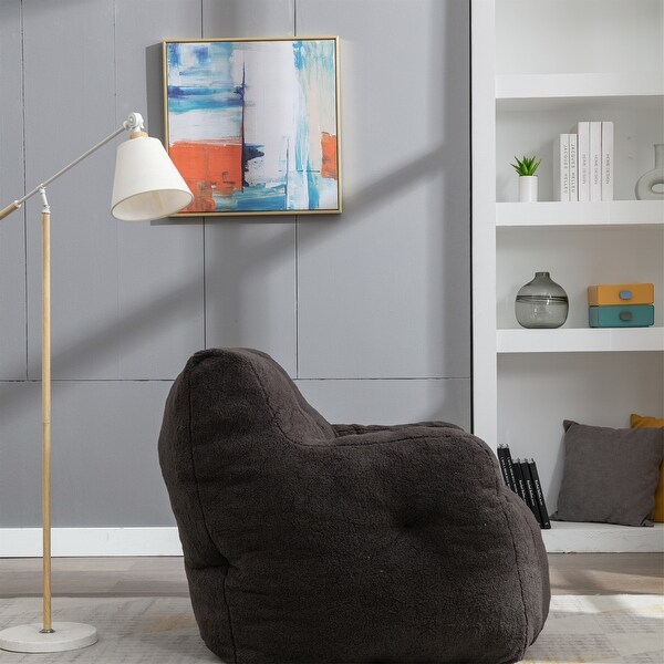 Soft Tufted Foam Bean Bag Teddy Fabric Single Sofa - 37