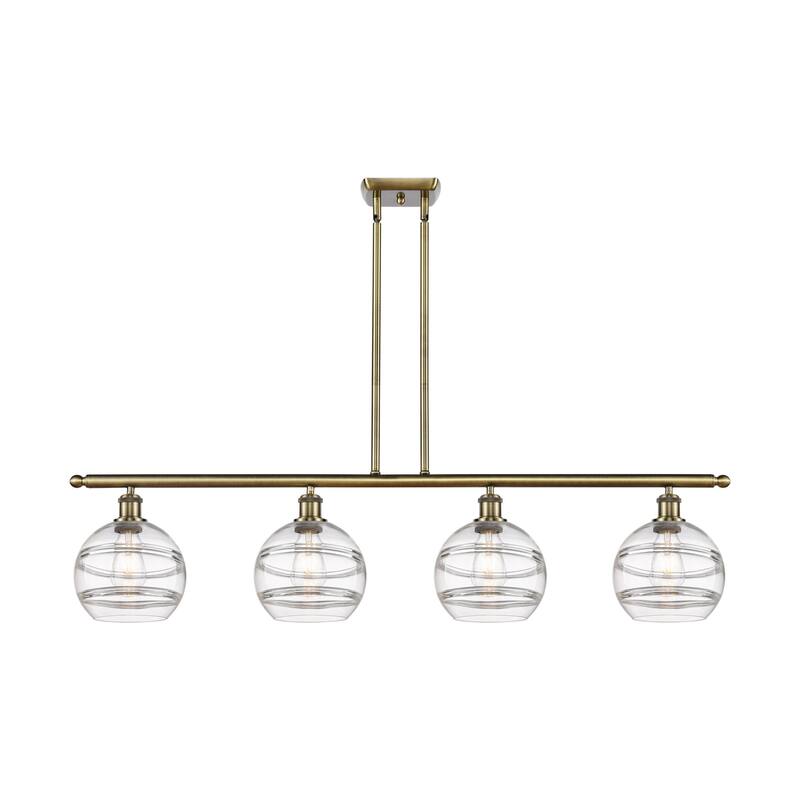 Innovations Lighting 516-4I-10-48 Rochester Linear Rochester 4 Light - Antique Brass / Clear