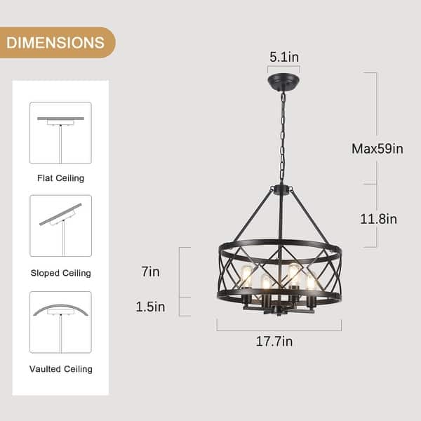 dimension image slide 0 of 3, 4-Light Circle Hanging Candlestick Linear Foyer Chandelier Lighting Fixture for Dining Room Kitchen Island