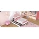 preview thumbnail 15 of 14, Twin Size Upholstered Princess Bed with Crown Headboard and 2 Drawers, Platform Bed in White+Pink