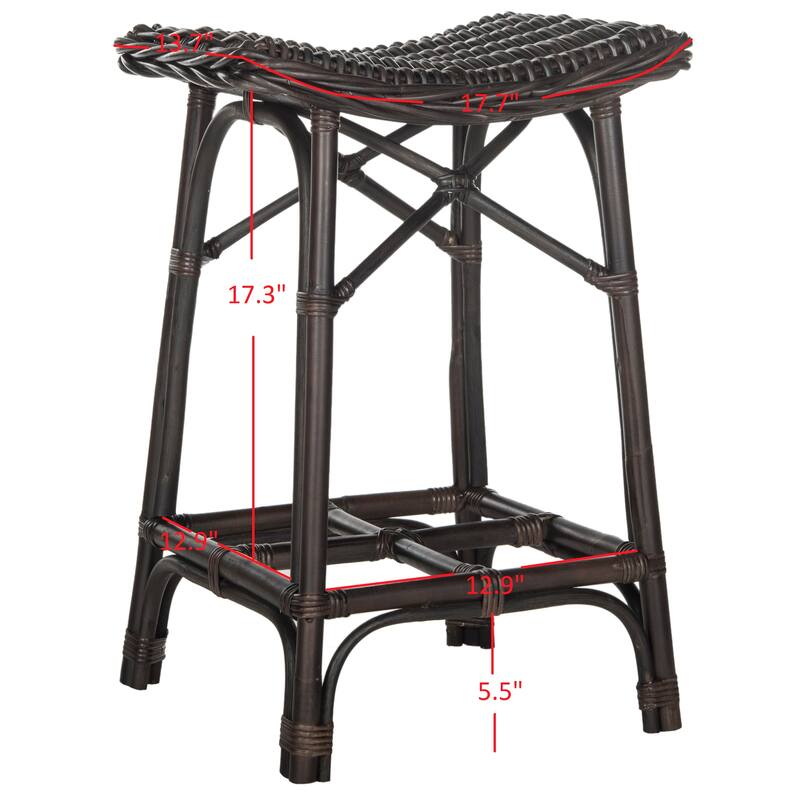 SAFAVIEH Husnuye Brown Rattan 27.6-inch Stool - 16.9" x 16.5" x 27.5" - 17Wx17Dx28H