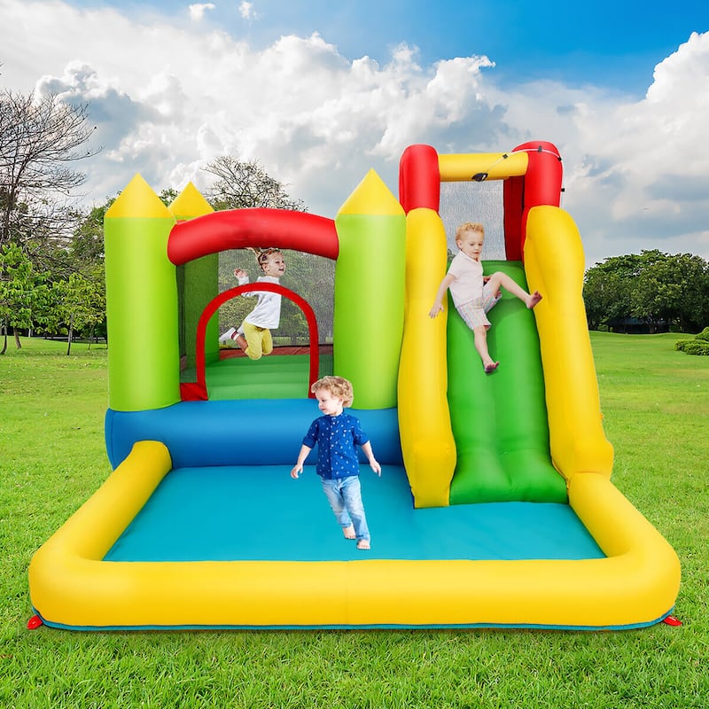 Gymax Inflatable Bounce House Water Slide Bouncer Pool w/ Climbing