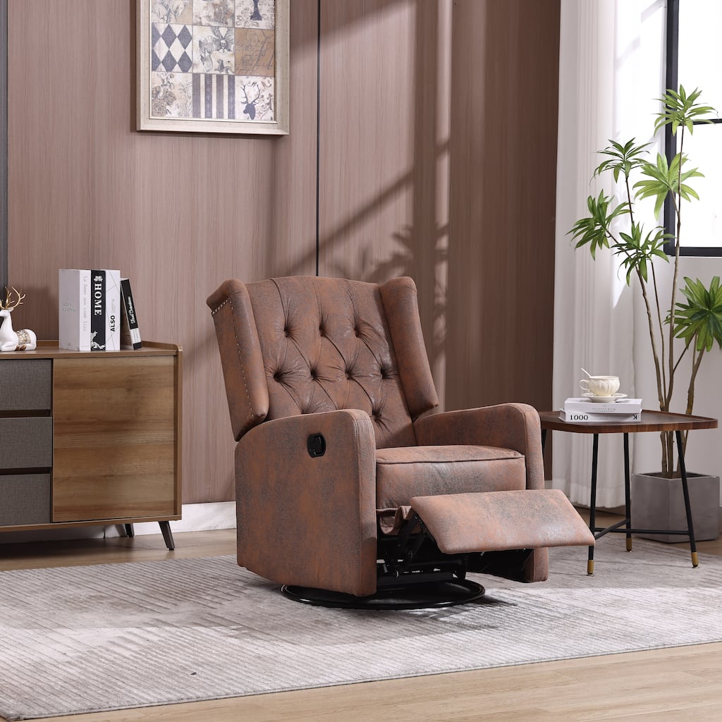 Swivel Glider Rocking Recliner Chair with 360° Rotation & Adjustable Recline