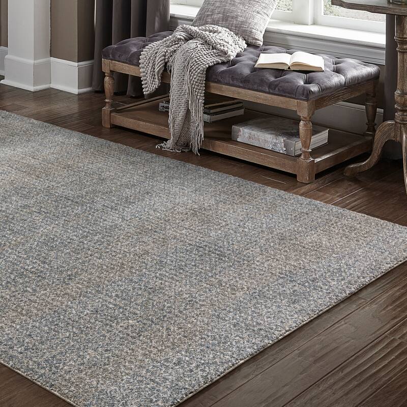 Azura Mottled Geometric Blue/Gray Area Rug