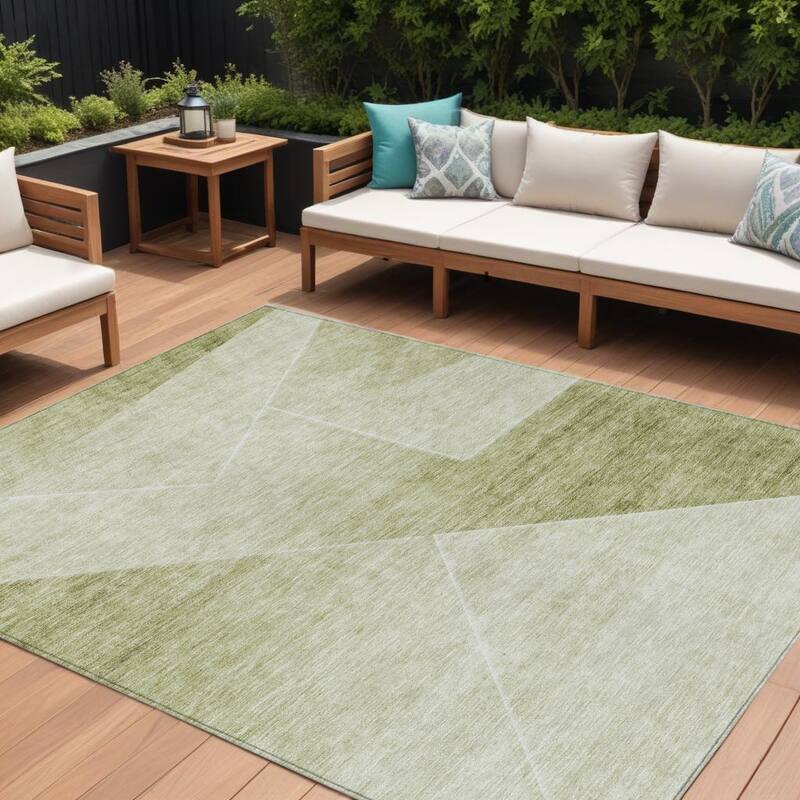 HomeRoots Abstract Transitional Rectangle Outdoor Rug - 9' X 12'