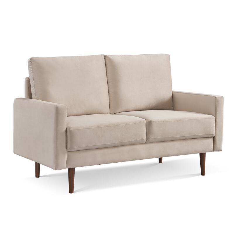 57 Inch Wide Upholstered Loveseat with Square Arms - N/A