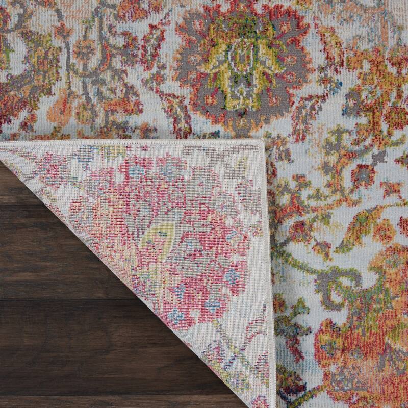 Power Loomed Distressed Floral Traditional Non Skid Stain Resistant Area Rug - 48' X '24' X '0.5