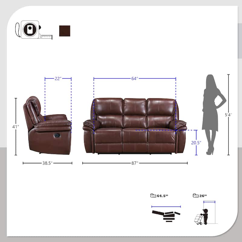 Palermo Leather Match Manual Double Reclining Sofa