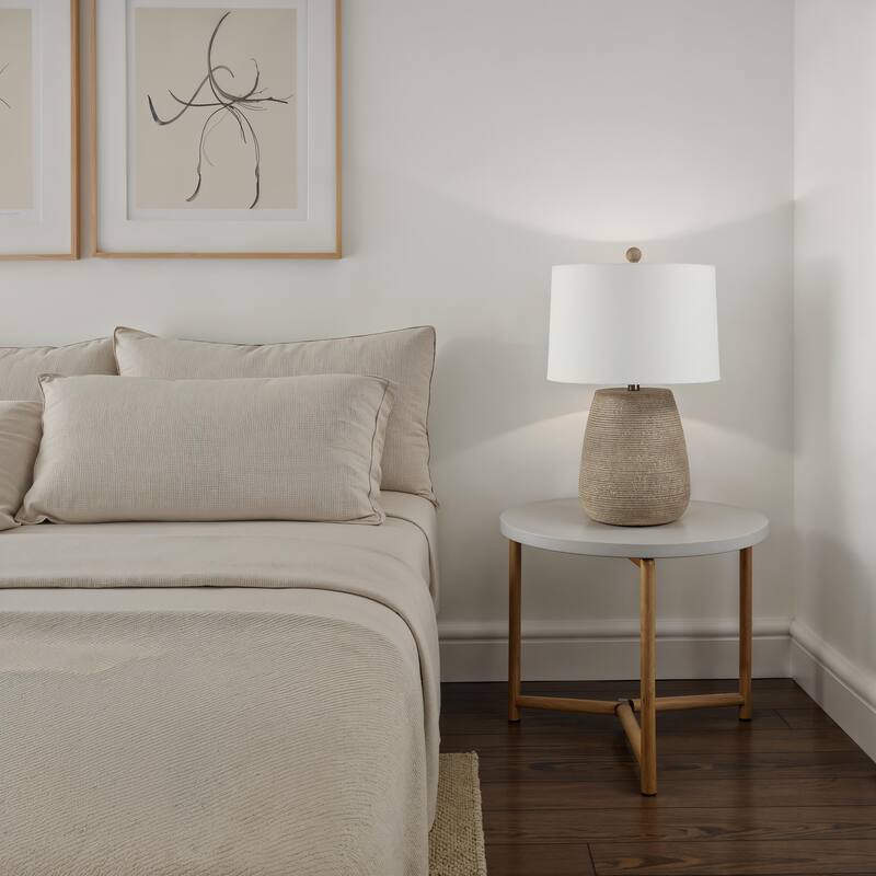 Everren Optima 23.5" Height Table Lamps, Faux Ribbed Stone Texture