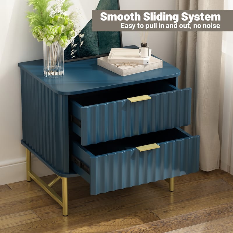 Clihome Modern MDF 2-Drawer Nightstand for Bedroom