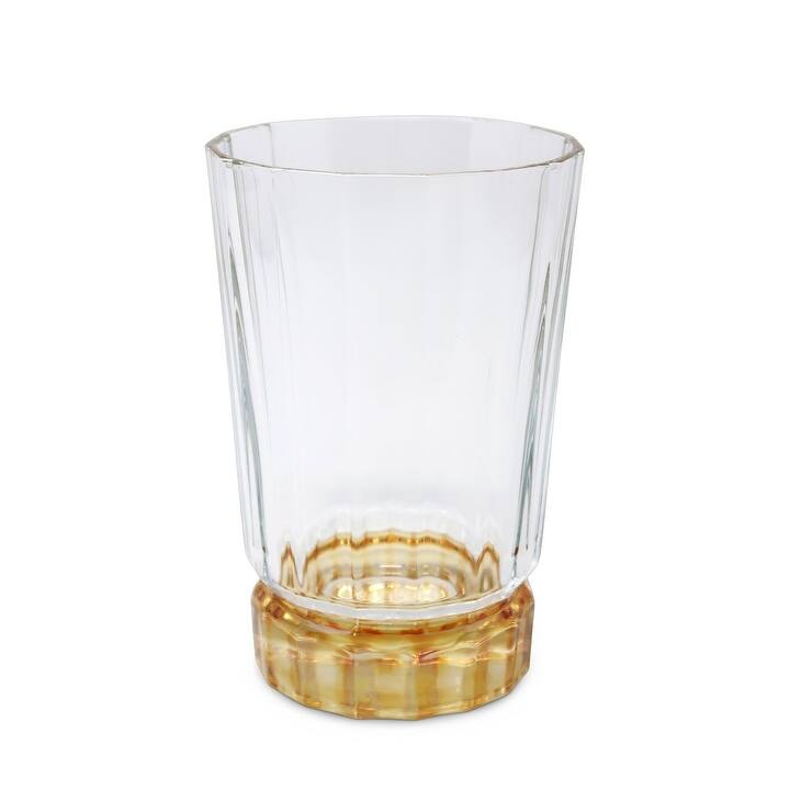 Liscio Ottico - Set of 6 Glasses with Smooth Linear Design and Amber Shade on the Base - Highball - Amber