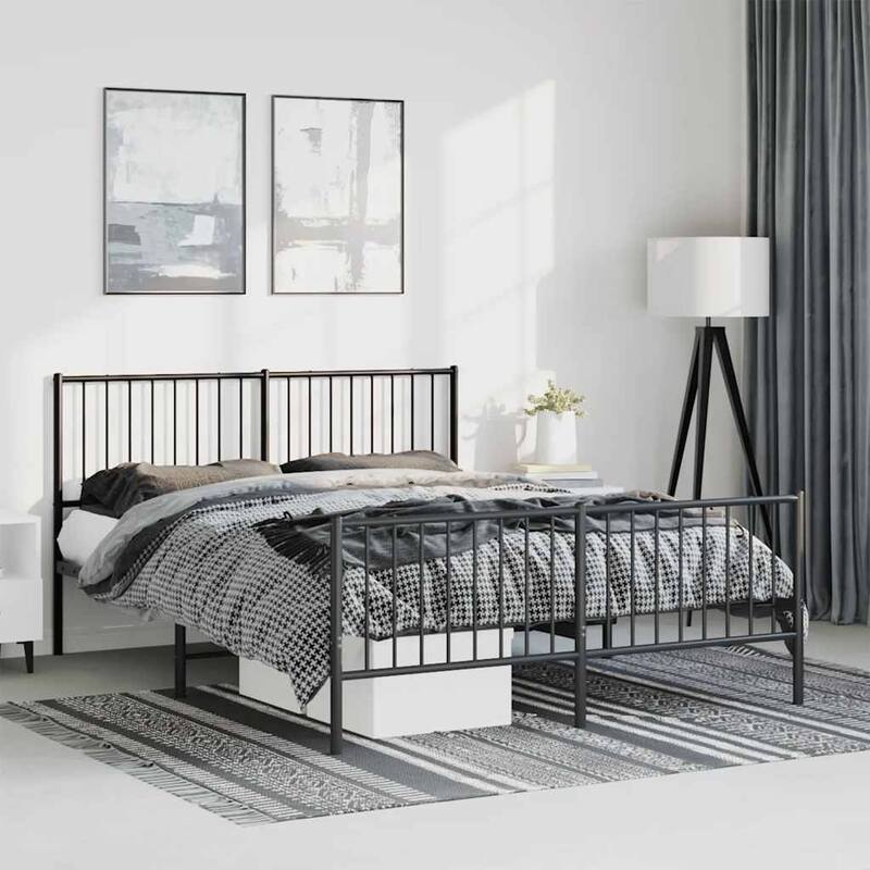 vidaXL Metal Bed Frame, No Mattress - Black 77.2" x 55.9" x 35.6" - Queen