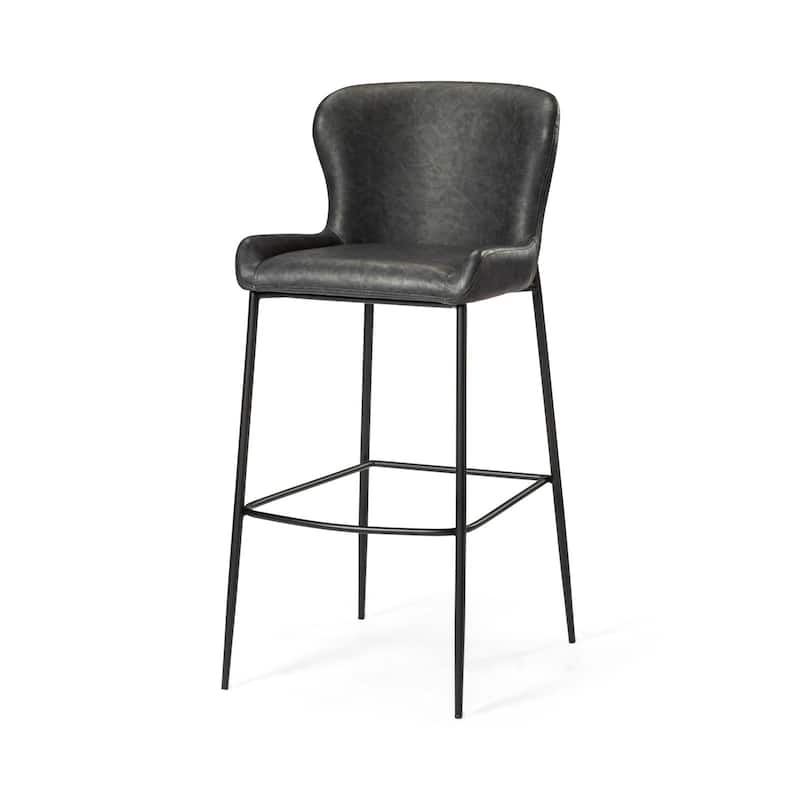 Maven Lane Naomi Metal and Vegan Leather Kitchen Dining Stool