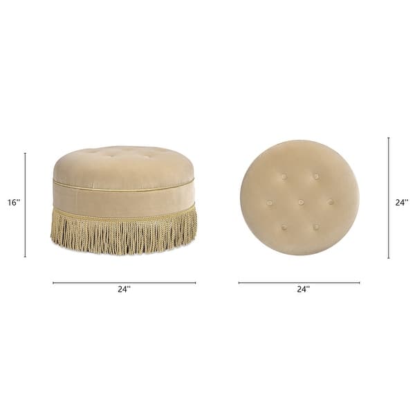 dimension image slide 0 of 13, Yolanda 24" Upholstered Round Accent Ottoman