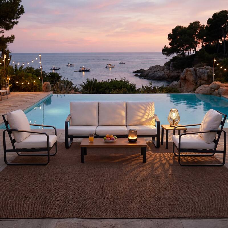 Outdoor Patio Conversation Sofa Set with Cushions