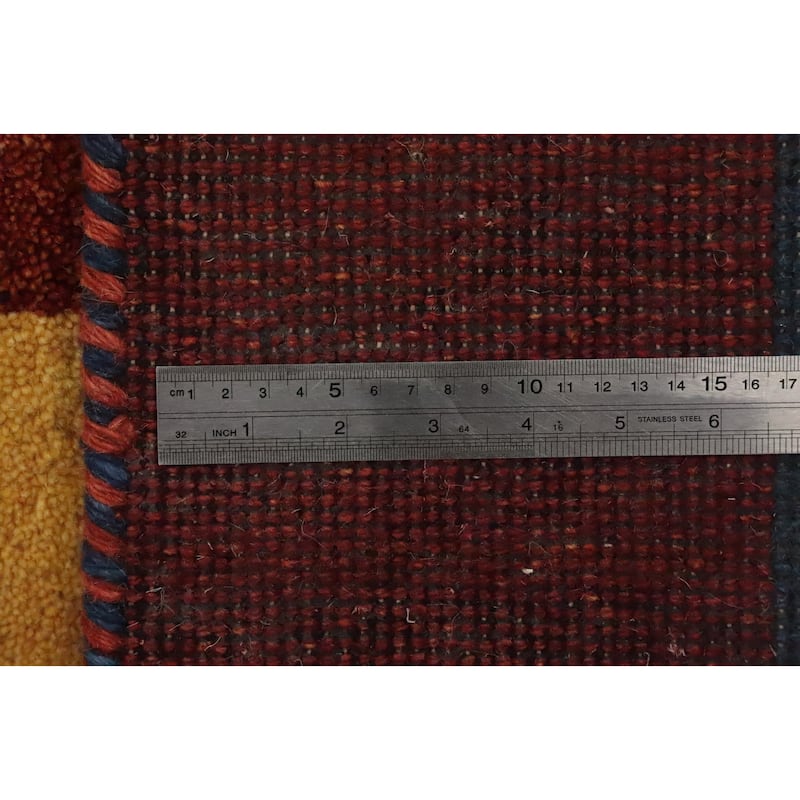 Hand Knotted Oriental 100% Wool Carpet Tribal Geometric Multi-Colored Gabbeh Area Rug - 6' 7'' X 4' 7''