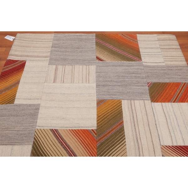 Hand Woven Beige Taupe Flatweave Wool Traditional Oriental Area Rug 5x7 5 X 8 Overstock 31523636