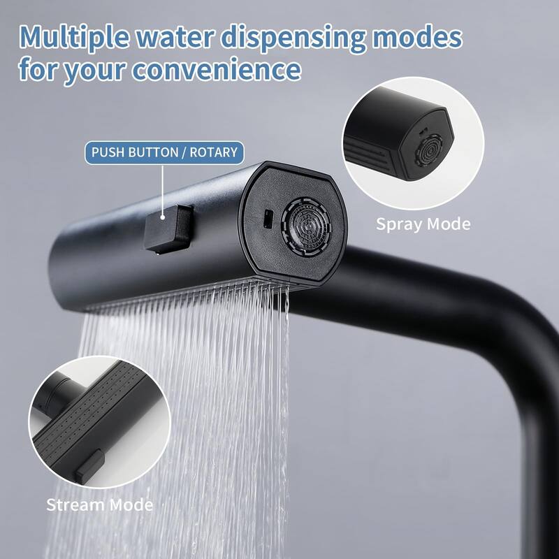 Modern 180 Degree Swivel Single Handle Kitchen Faucet with Pull Down Sprayer 3-Function Mode