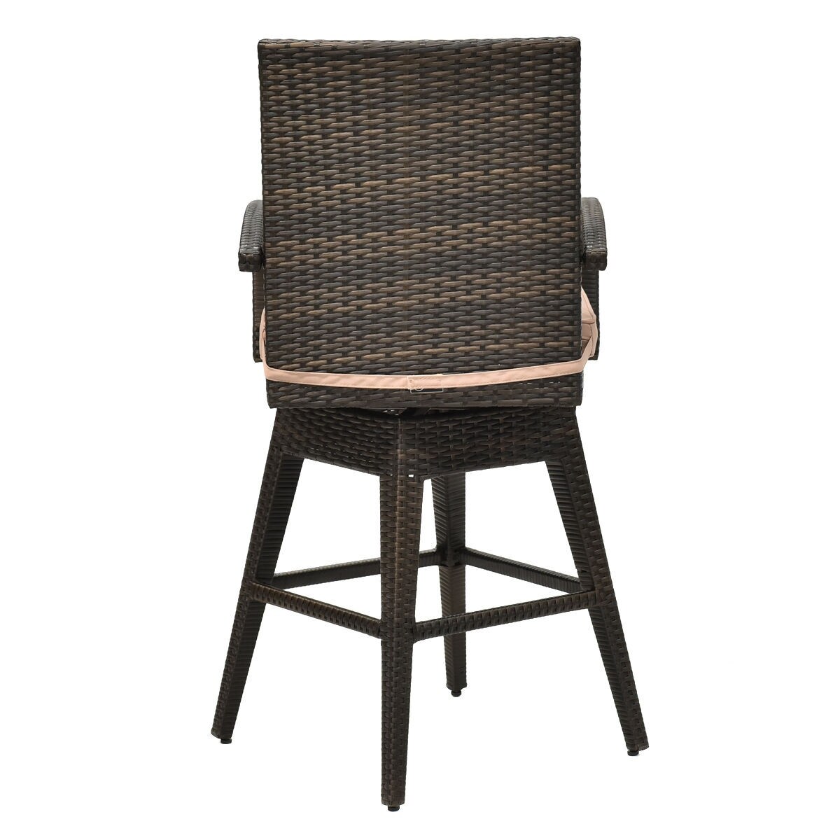 Outdoor Wicker Swivel Bar Stool Chair W Seat Cushion Free Outdoor Wicker Swivel Bar Stool Chair