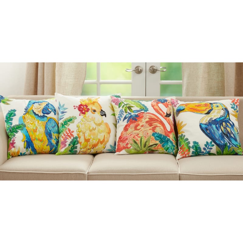 Throw Pillow With Parrot Design