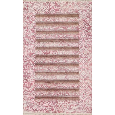 Abstract Modern Oriental Accent Rug Handmade Wool Carpet - 2'9"x 4'8"