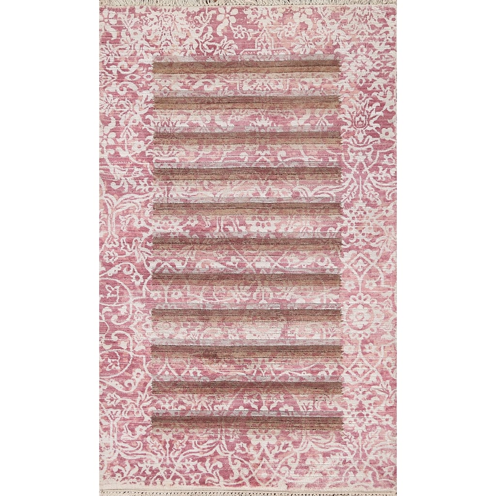 Abstract Modern Oriental Accent Rug Handmade Wool Carpet - 2'9"x 4'8"