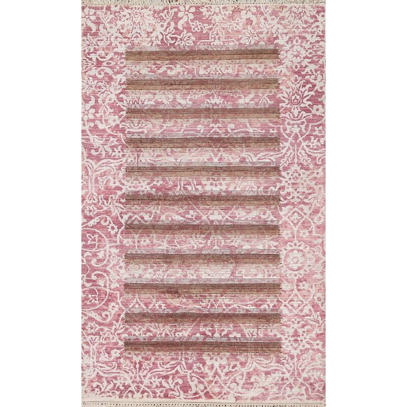 Abstract Modern Oriental Accent Rug Handmade Wool Carpet - 2'9"x 4'8"