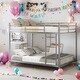 preview thumbnail 1 of 8, Full over Full Modern Design Metal Bunk Bed, Low Bunk Bed with Ladder, Easy Assembly, Metal Frame Construction, Silver Silver - Twin