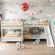 preview thumbnail 1 of 12, 4 Beds In 1 Full And Twin Size L-Shaped Bunk Bed With Slide And Short Ladder,Convertible Beds for Bedroom White