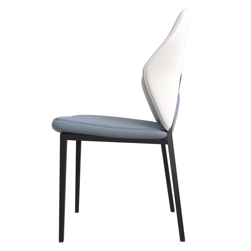 Eclat 2-Piece Leather Dining Chair in Black Iron Modern Accent Kitchen Side Chair