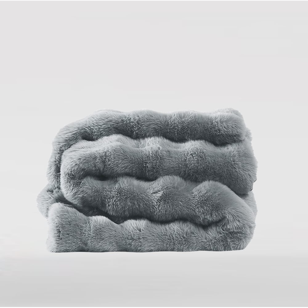 Brooklyn Loom Bubble Faux Fur Blanket and Throw