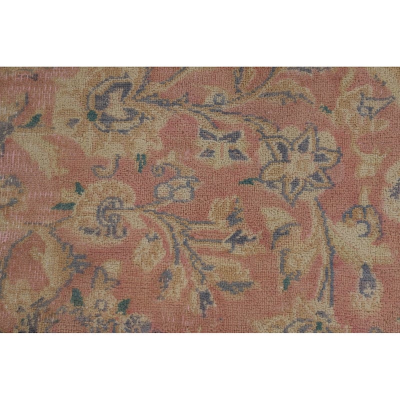 Traditional Pink Mashad Persian Vintage Area Rug Handmade Wool Carpet - 9'7"x 12'2"