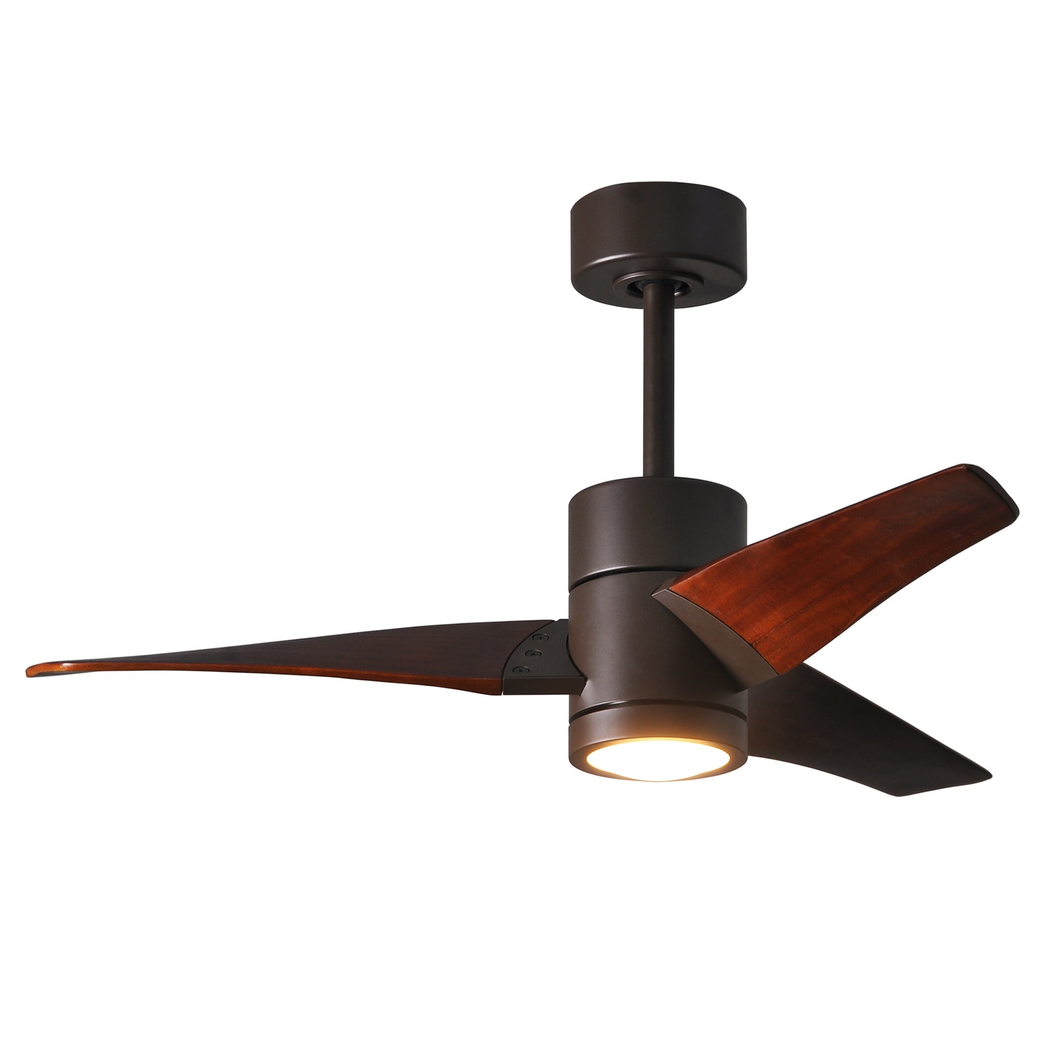 Super Janet 3-blade 42-inch Textured Bronze Paddle Fan with Frosted Glass Light Kit - Walnut Tone Blades