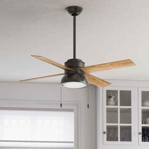 slide 2 of 20, Hunter 52" Loki Ceiling Fan with LED Light Kit and Pull Chain - Transitional, Modern-Contemporary Noble Bronze
